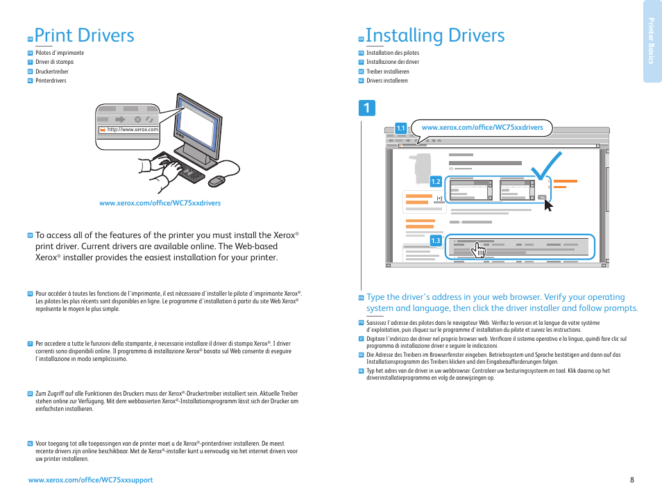 Printing, Impression stampa drucken afdrukken, Installing drivers