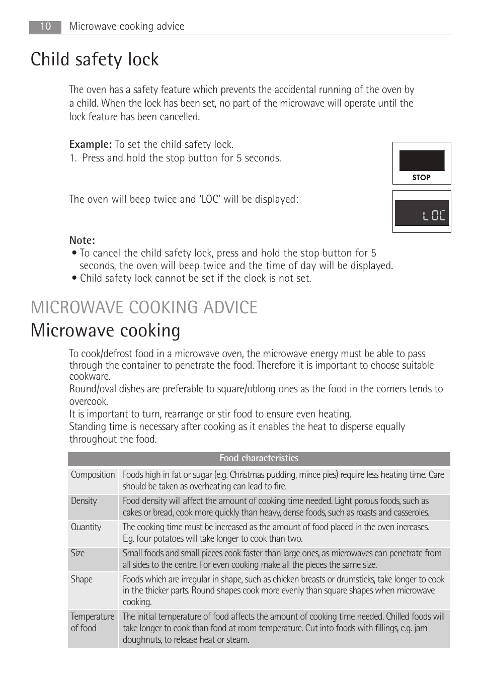 aeg microwave safe mode