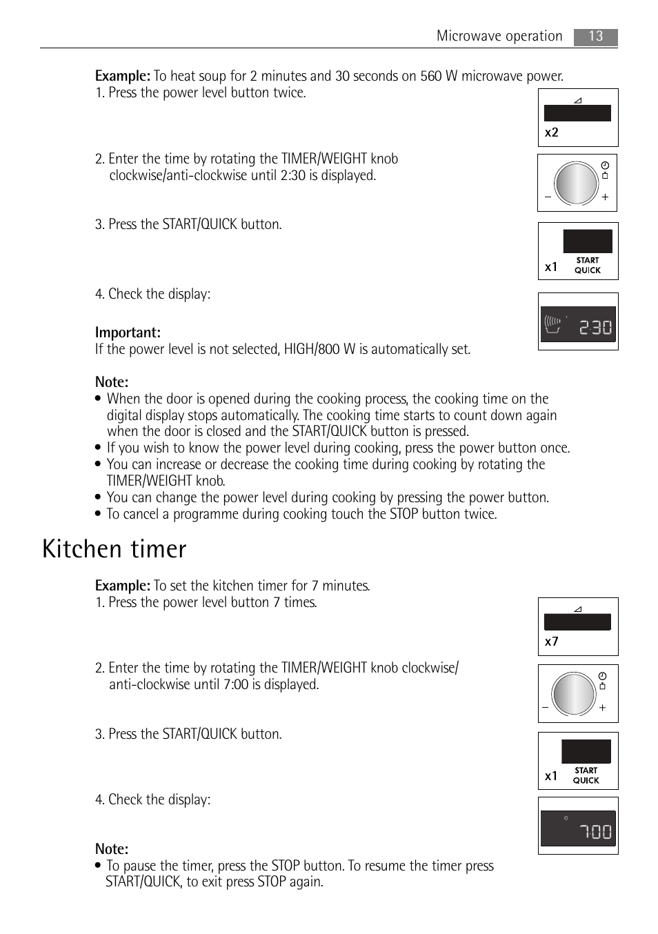 Kitchen timer, X2 x7 x1 | AEG MC2664E-W User Manual | Page 13 / 36
