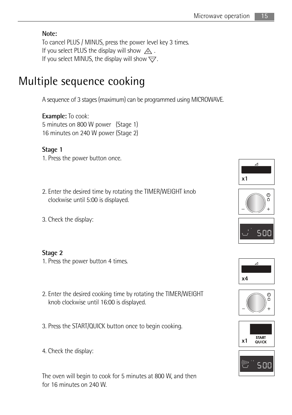Multiple sequence cooking, X1 x4 x1 | AEG MC2664E-W User Manual | Page 15 / 36