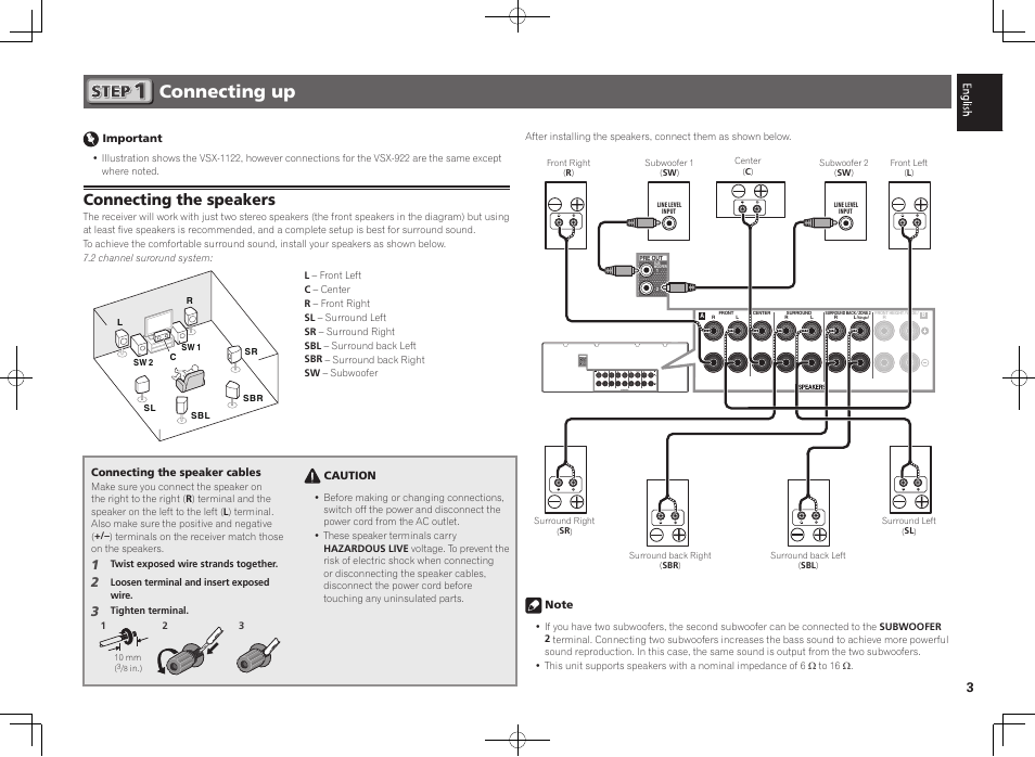 Connecting up, Connecting the speakers | Pioneer VSX-922-S User Manual ...