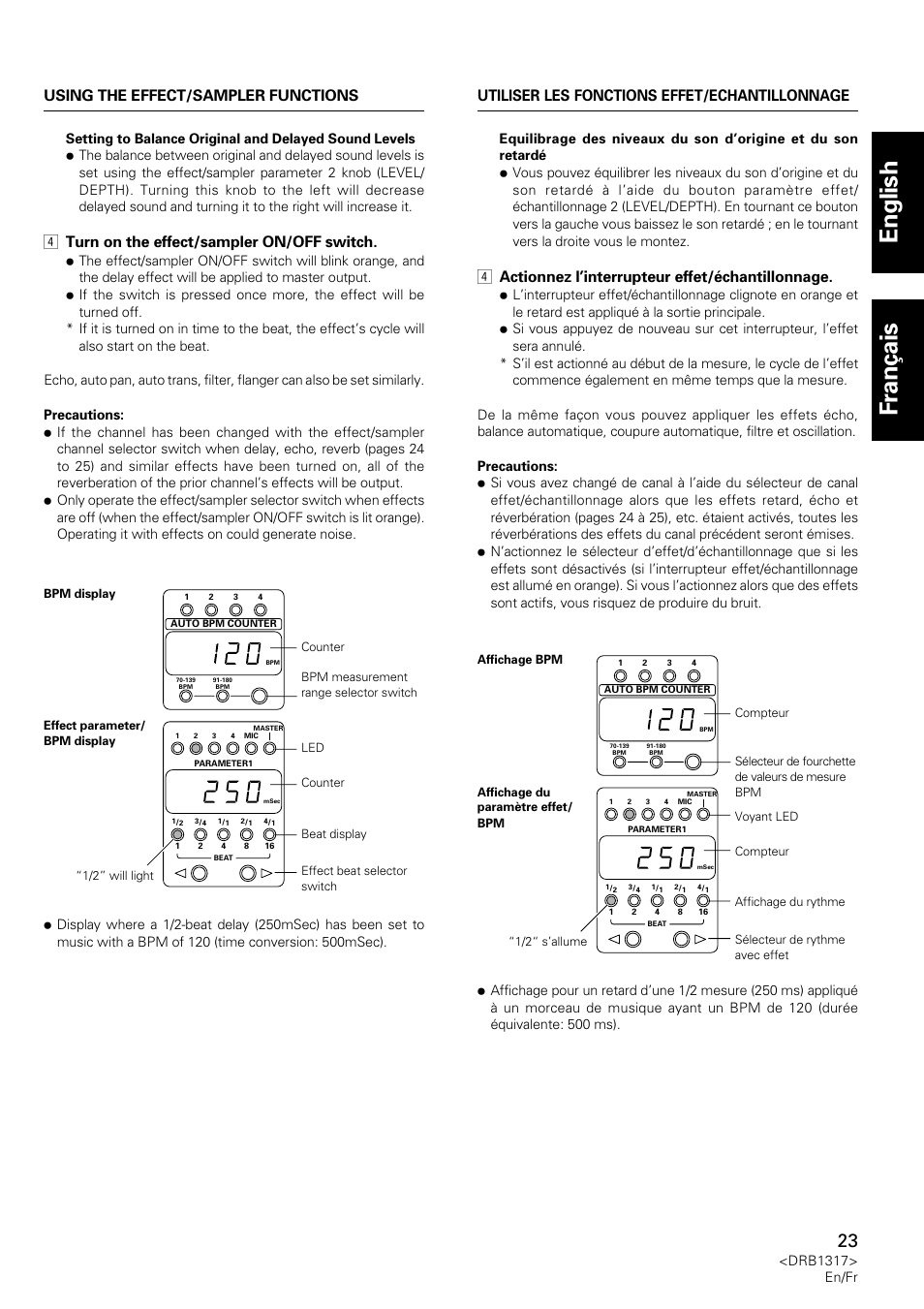 English Fran C Ais 4 Turn On The Effect Sampler On Off Switch 4 Actionnez L Interrupteur Effet Echantillonnage Pioneer Djm 600 User Manual Page 23 112 Original Mode
