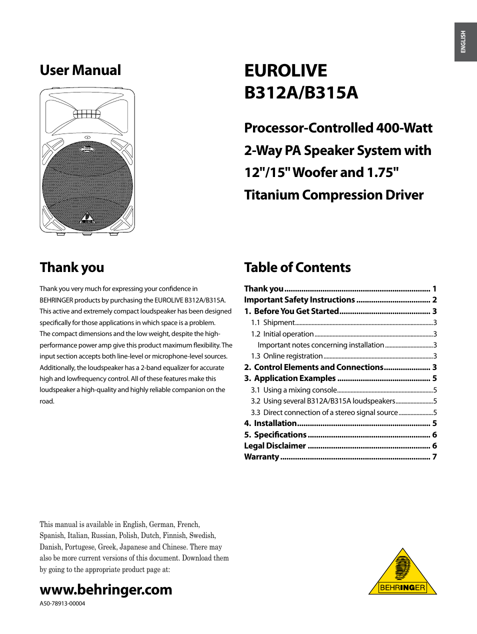 behringer b315a