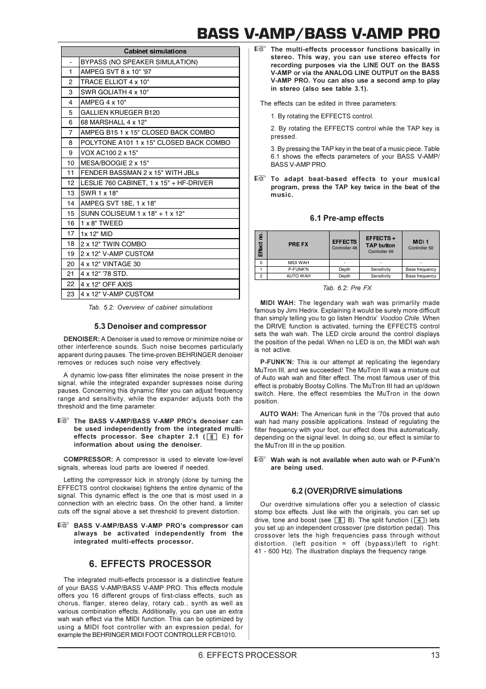 Bass V Amp Bass V Amp Pro Effects Processor 3 Denoiser And Compressor Behringer Bass V Amp Pro User Manual Page 13 Original Mode