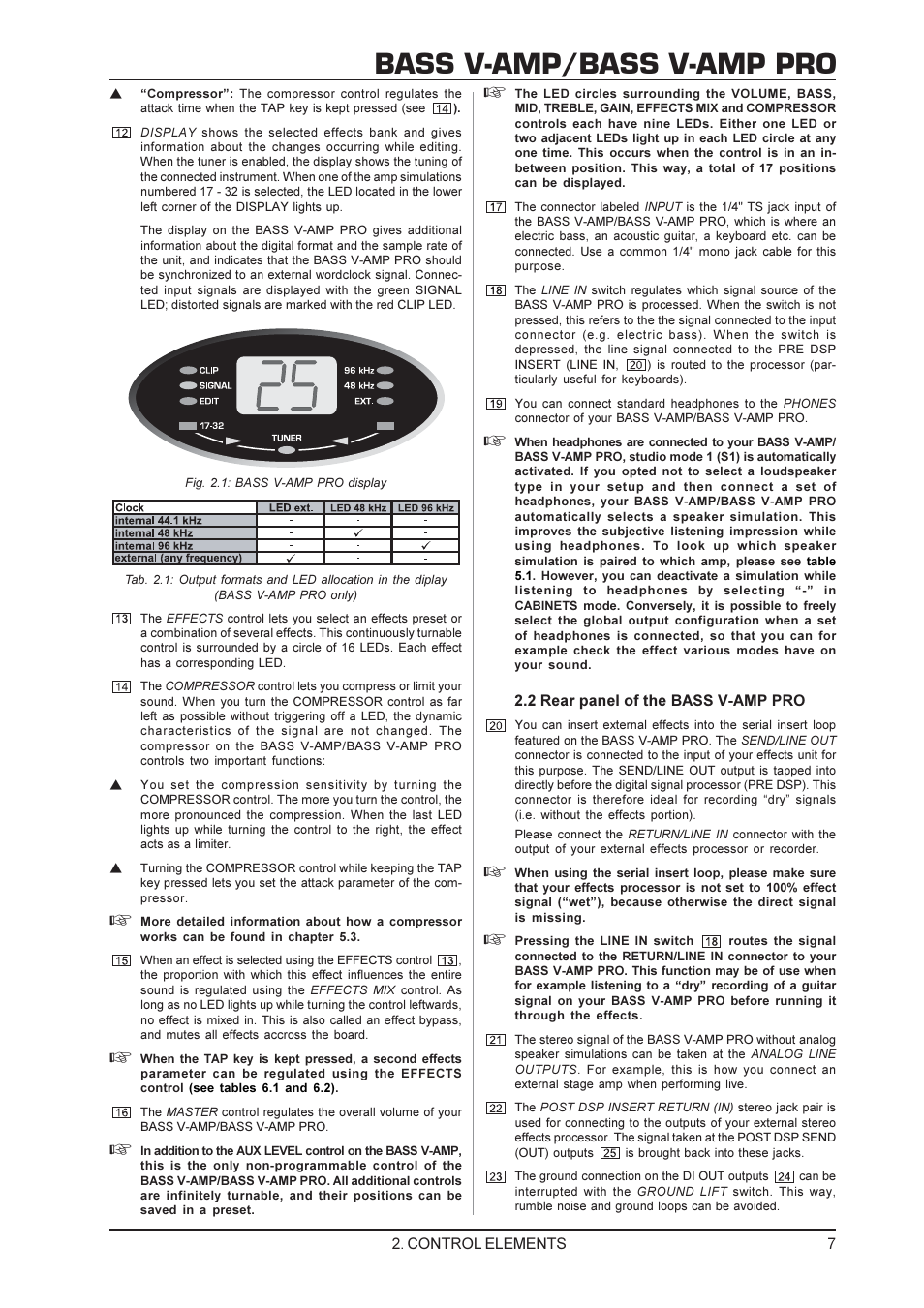 Bass V Amp Bass V Amp Pro Behringer Bass V Amp Pro User Manual Page 7 Original Mode Bass V Amp Bass V Amp Pro Behringer Bass V Amp Pro User Manual Page 7 Original Mode