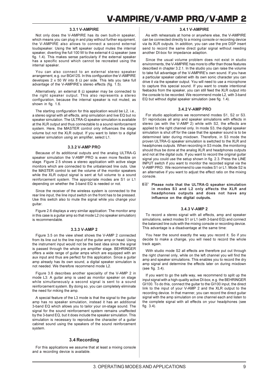V Ampire V Amp Pro V Amp 2 4 Recording Operating Modes And Applications Behringer V Amp Pro User Manual Page 9 19 Original Mode V Ampire V Amp Pro V Amp 2 4 Recording Operating Modes And Applications Behringer V Amp Pro User Manual Page 9 19 Original Mode