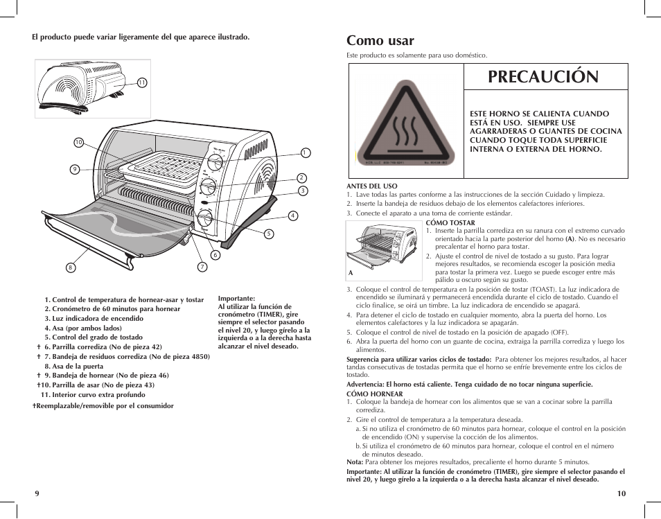 Precaución, Como usar | Black \u0026 Decker CTO650 User Manual | Page 6 / 13 |  Original mode