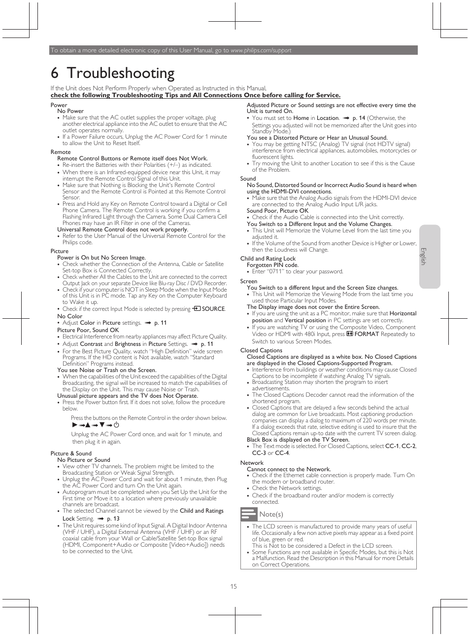 6 troubleshooting | Philips 49PFL4909-F7 User Manual | Page 15 / 19