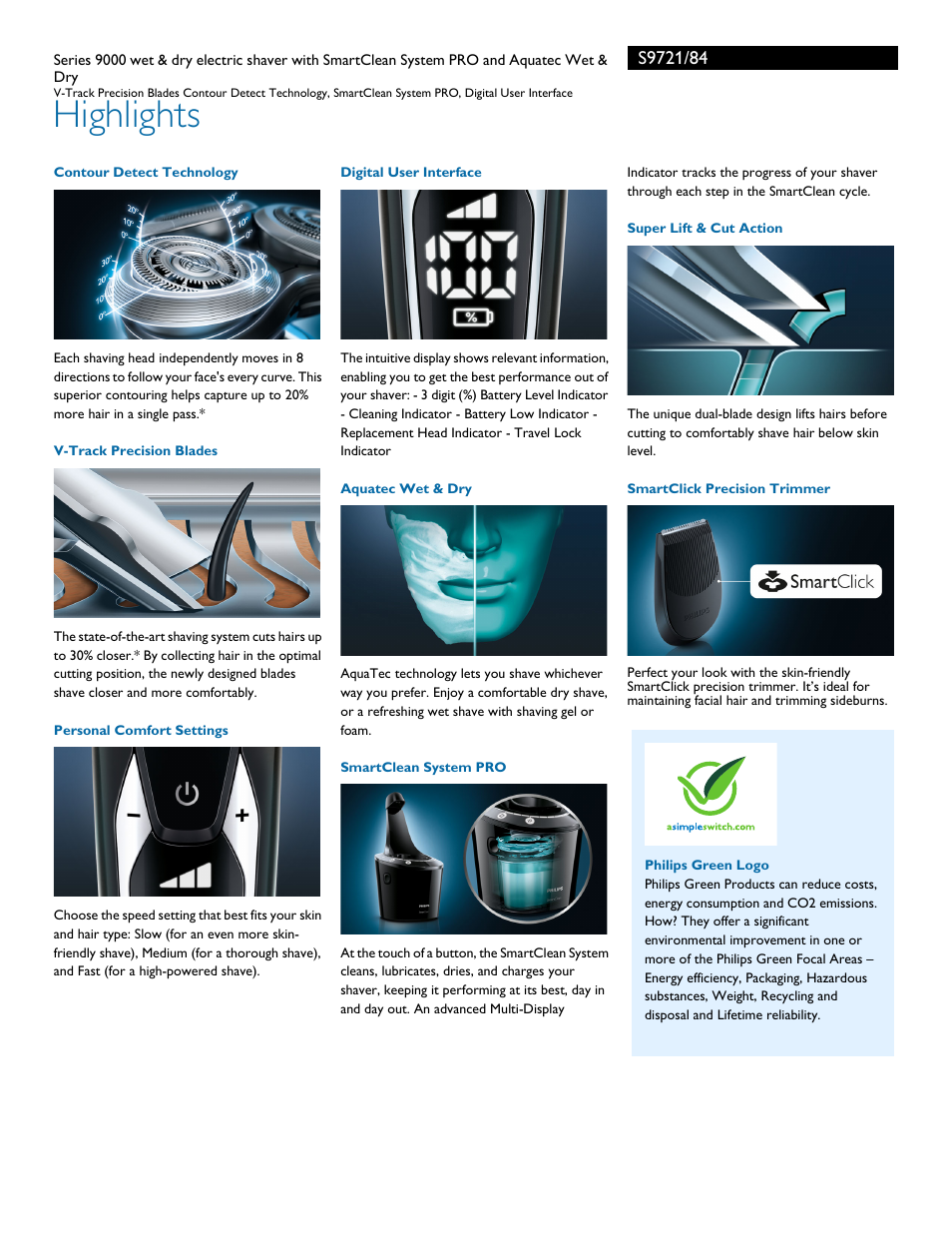 Highlights | Philips Norelco SHAVER Series 9000 wet and dry electric