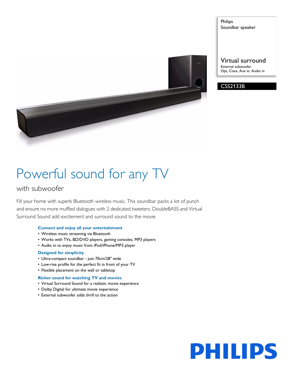 philips soundbar css2133b