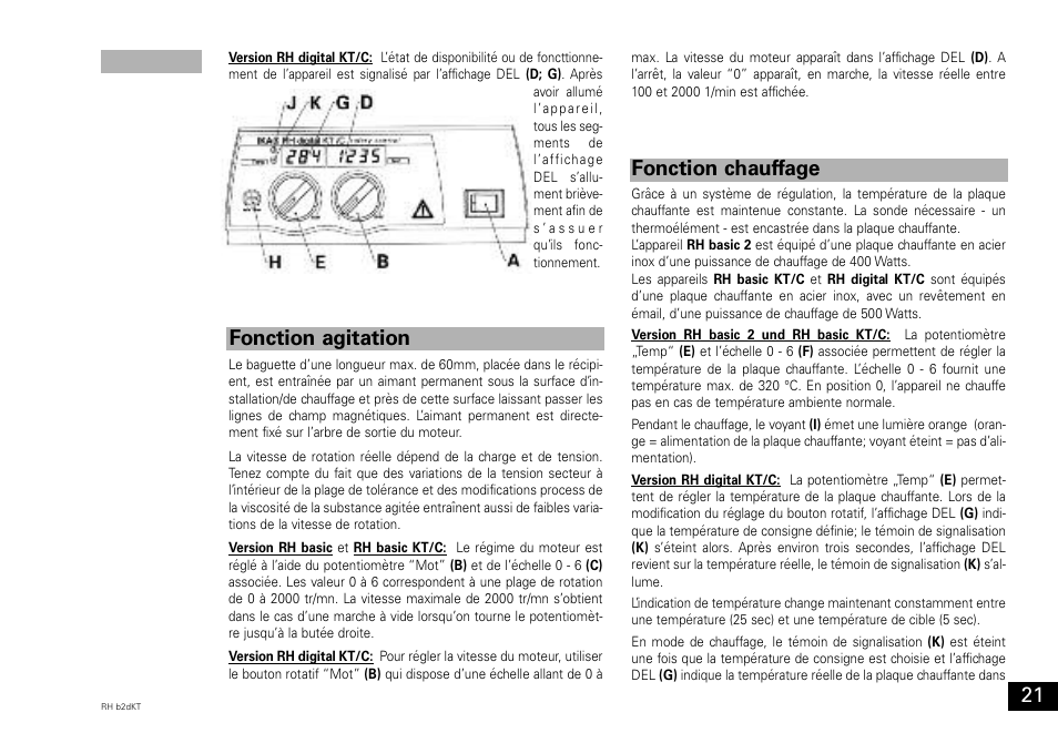 Fonction agitation fonction chauffage | IKA RH basic 2 User Manual | Page 21 / 32