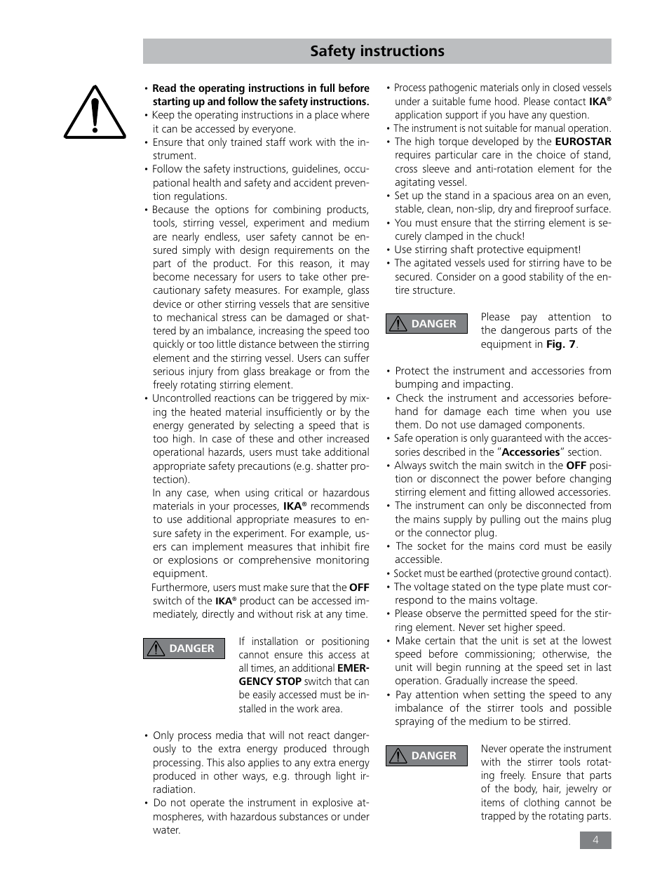 Safety instructions | IKA EUROSTAR 200 digital User Manual | Page 4 / 12