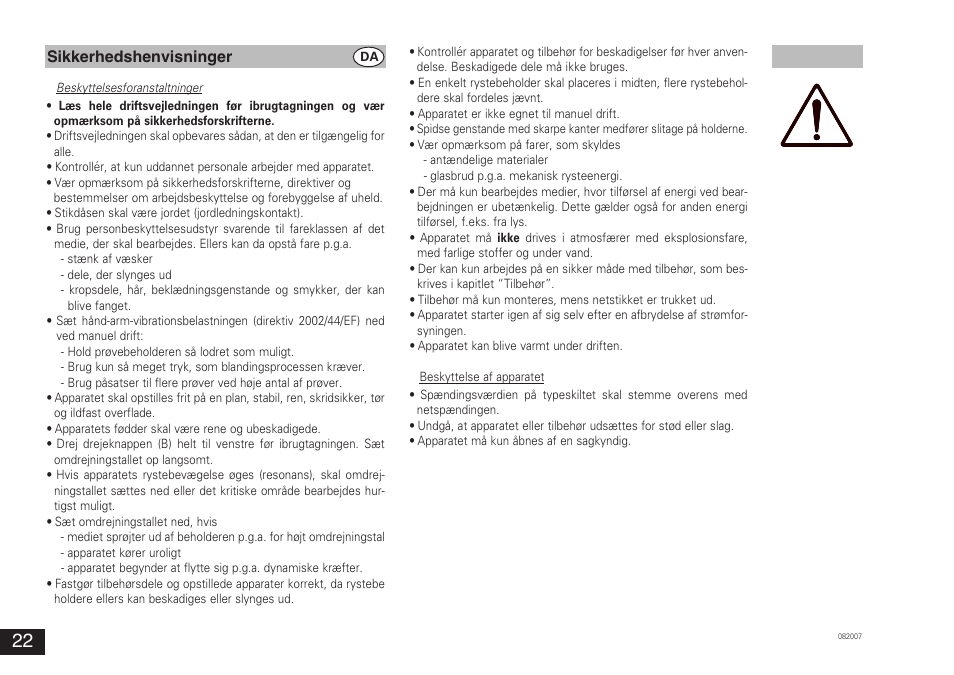 Sikkerhedshenvisninger | IKA VORTEX 3 User Manual | Page 22 / 36