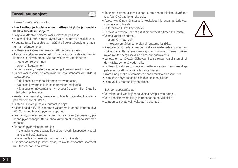 Turvallisuusohjeet | IKA VORTEX 3 User Manual | Page 24 / 36
