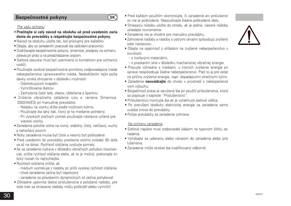Bezpečnostné pokyny | IKA VORTEX 3 User Manual | Page 30 / 36