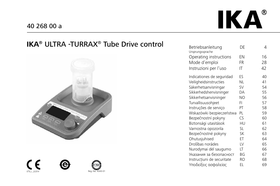IKA ULTRA-TURRAX Tube Drive control User Manual | 72 pages