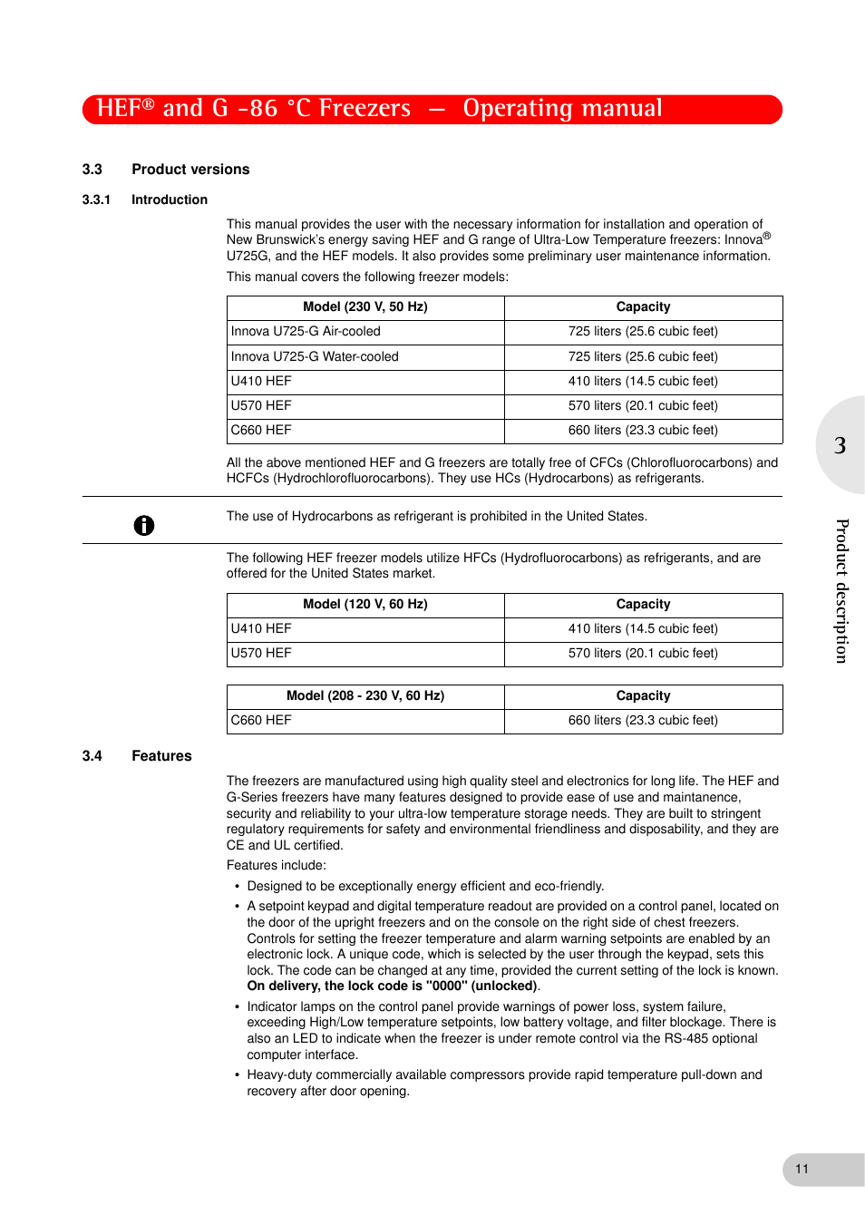 3 Product Versions 1 Introduction 4 Features Eppendorf New Brunswick 86 C Freezers G User Manual Page 11 46