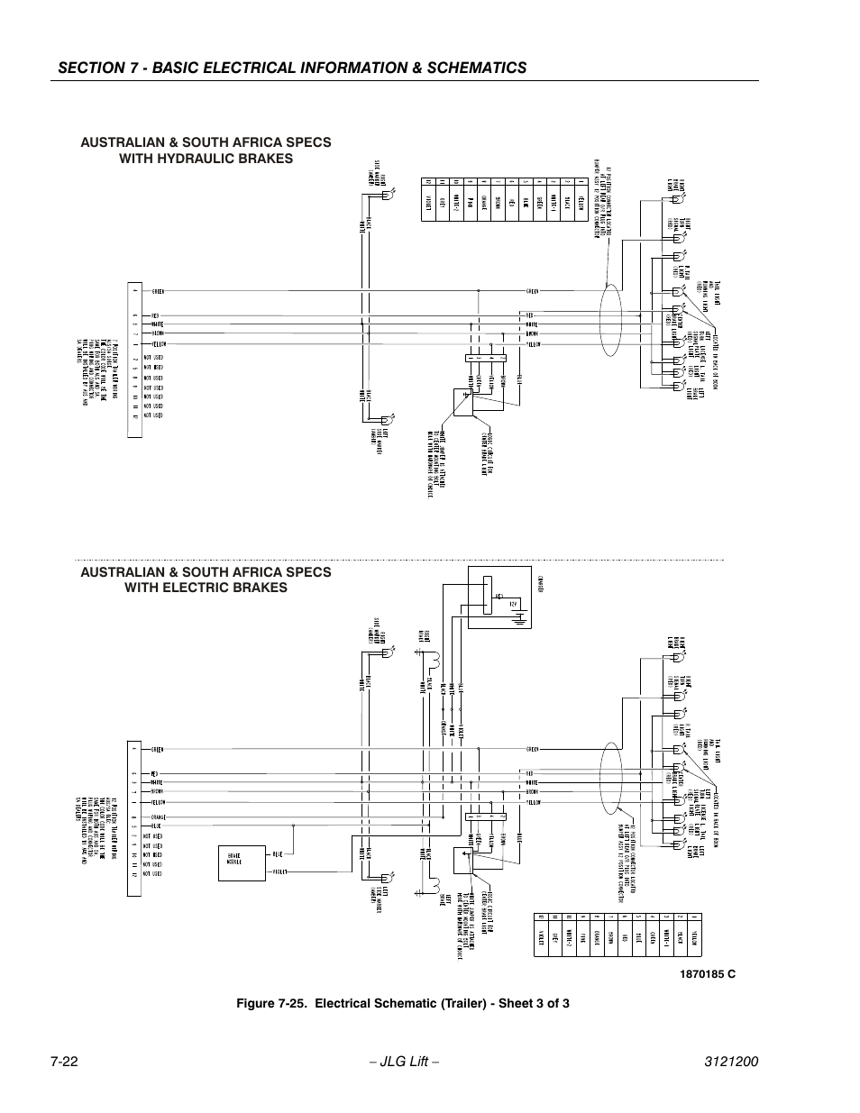Electrical schematic (trailer) - sheet 3 of 3 -22 | JLG T500J Service