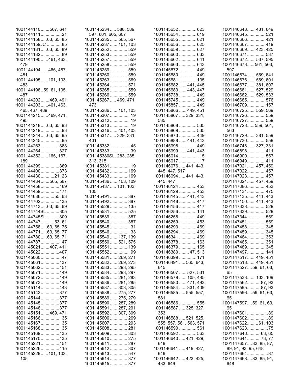Part Number Index Jlg 4017rs Parts Manual User Manual Page 654 662