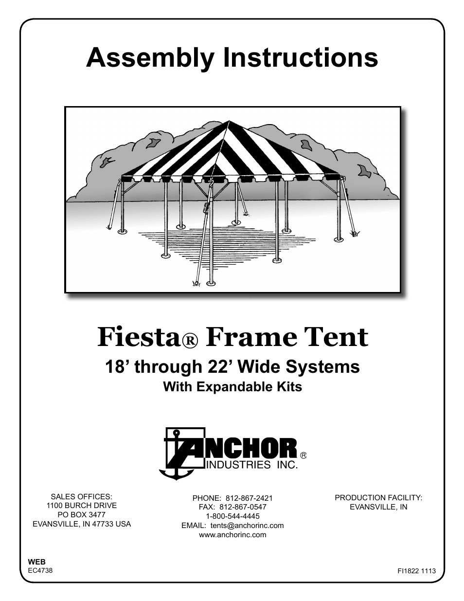 Anchor FIESTA FRAME TENT 18-22 User Manual | 10 pages | Original mode