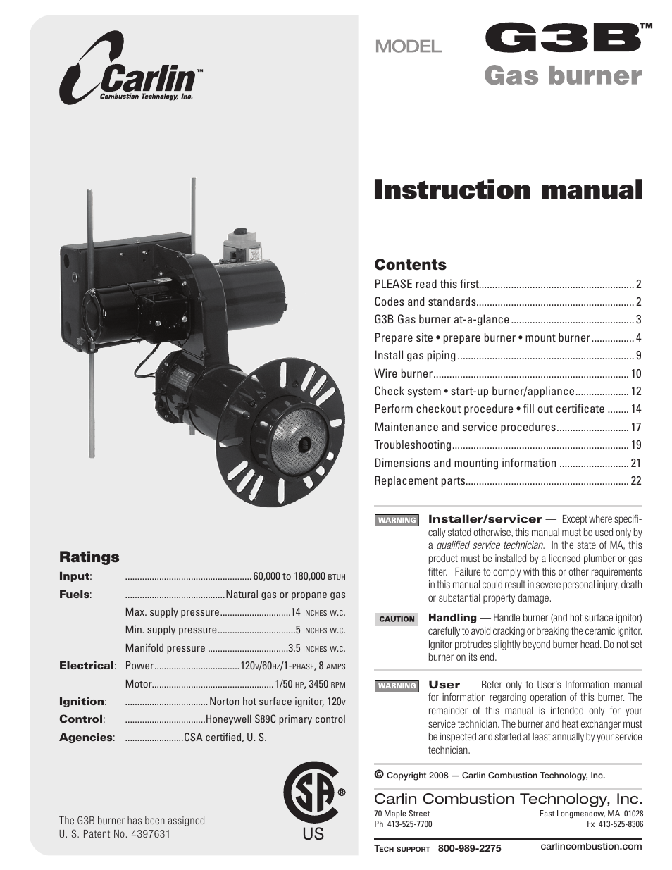Carlin G3B User Manual | 24 pages