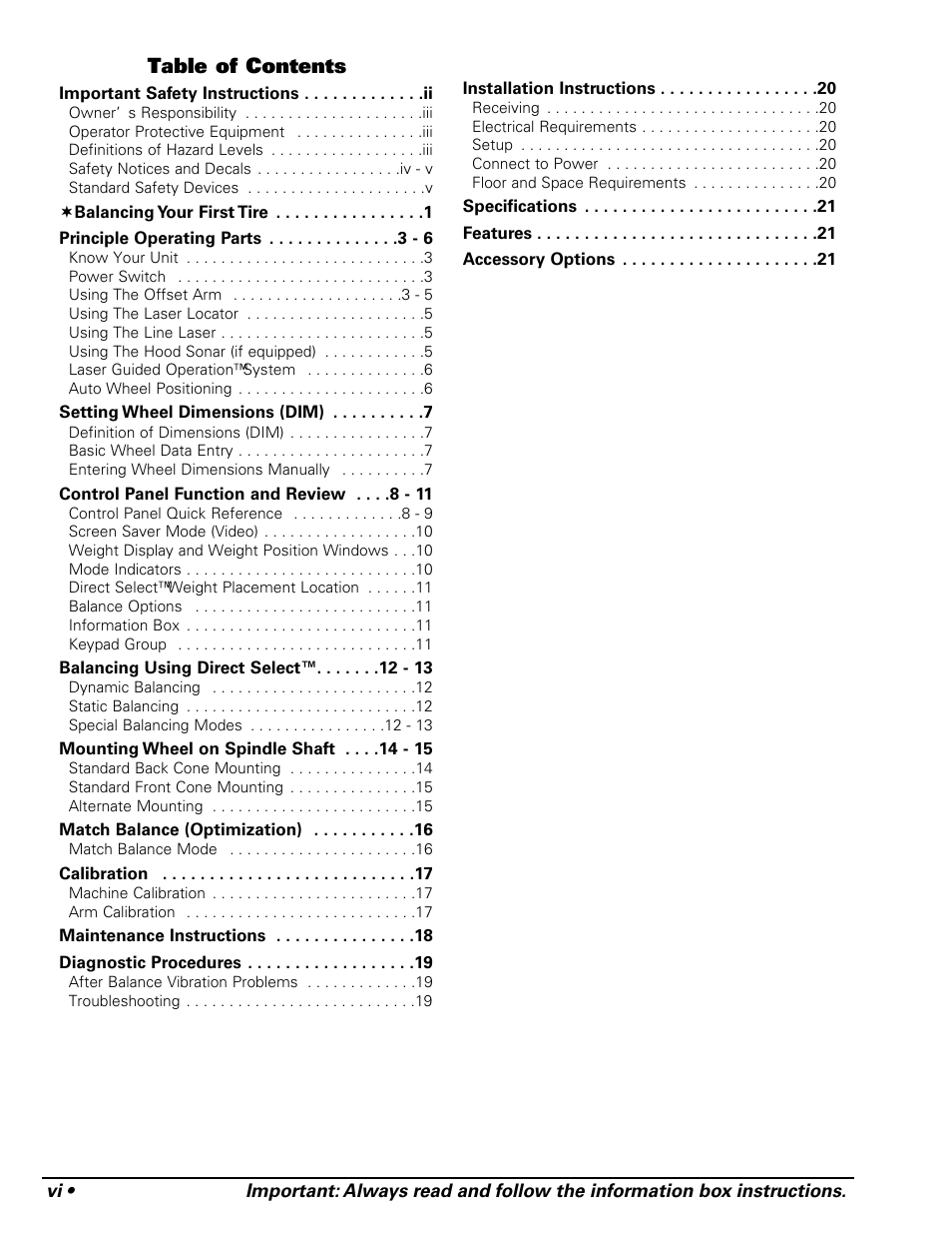 COATS 1250 Series Balancer User Manual | Page 6 / 28 | Original mode