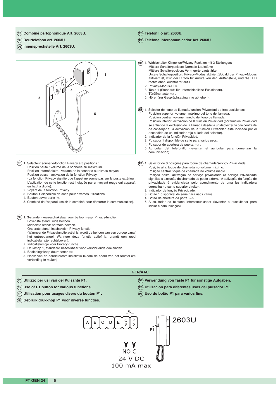 052009-10_ft gen 24.pdf, Comelit FT GEN 24 2603 User Manual, Page 5 / 6