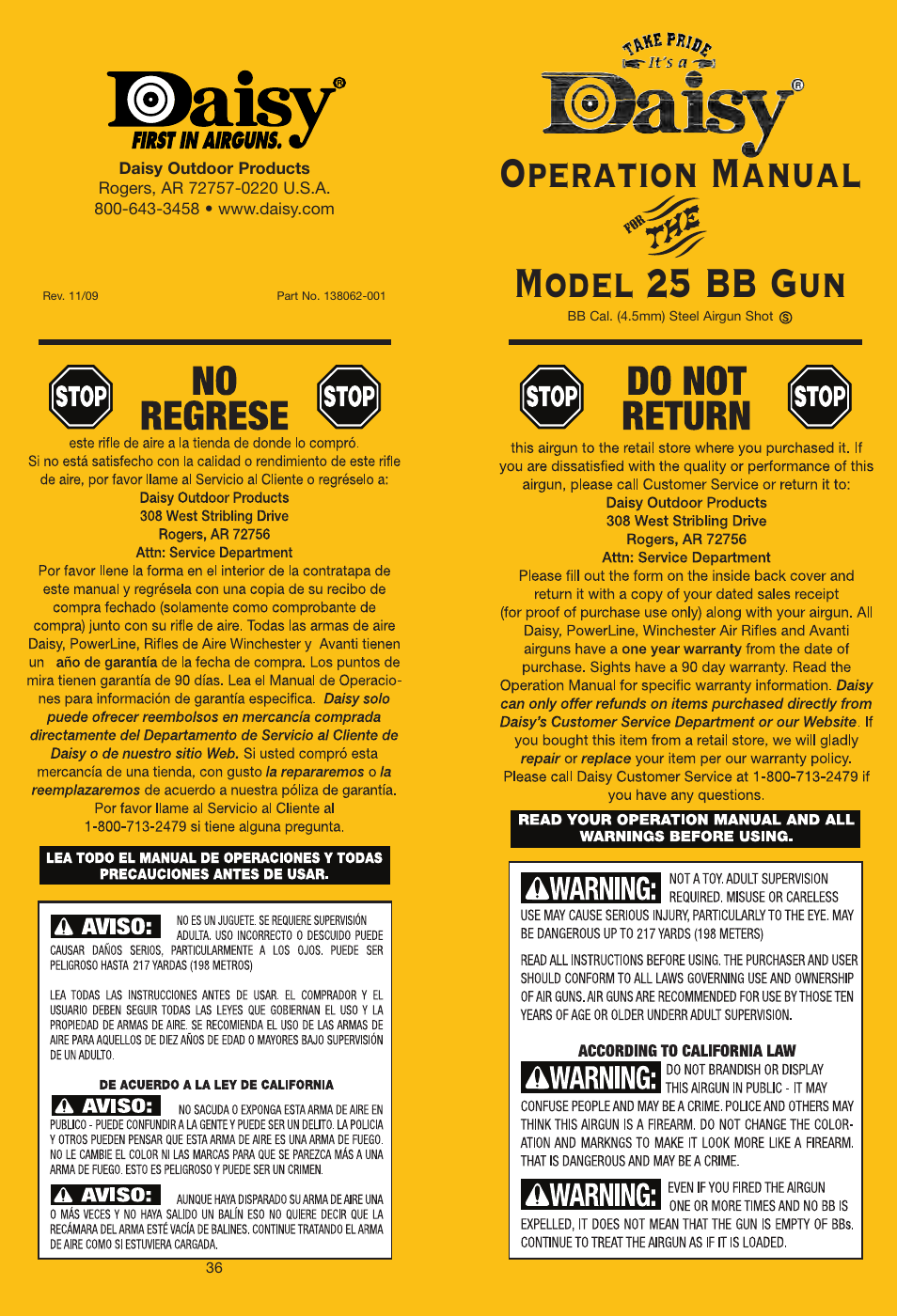 Daisy 25 Pump Gun User Manual | 18 pages