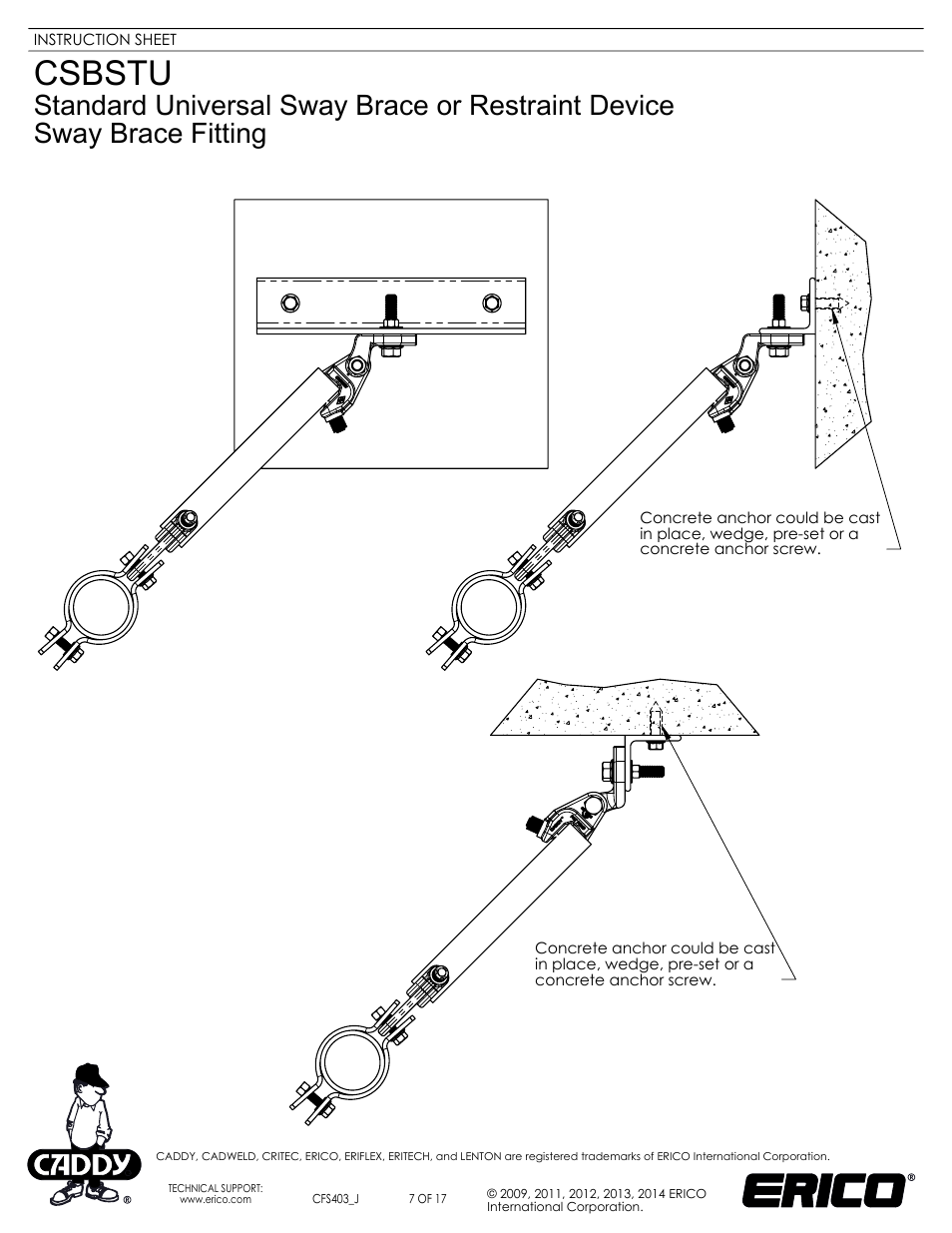 Sheet7, Drawing view18, Drawing view19 ERICO CSBSTU Sway Brace