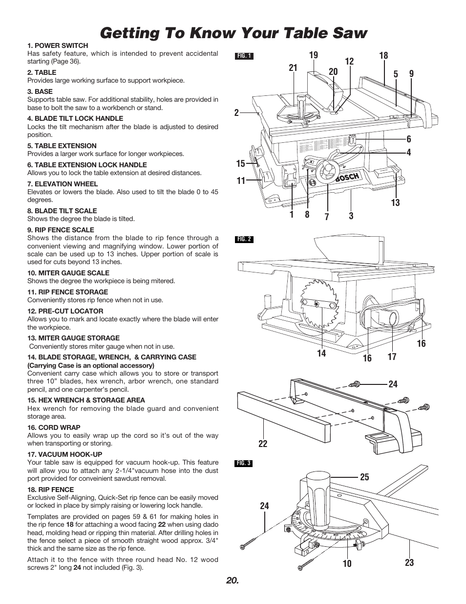 Getting To Know Your Table Saw Bosch 4000 User Manual Page 20 68 Original Mode