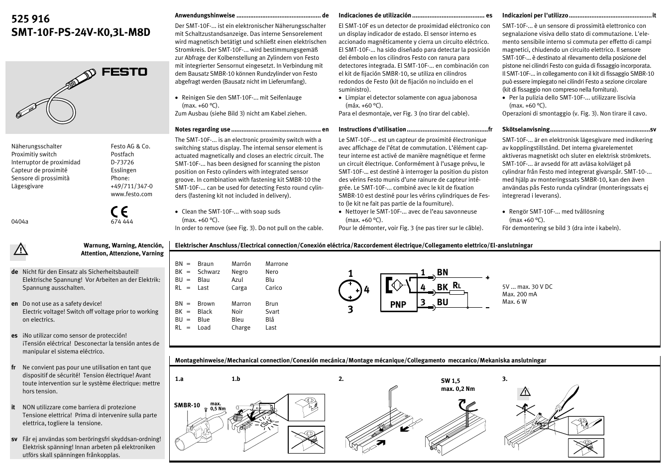 Festo Smt 10f Ps 24v K0 3l M8d User Manual 2 Pages Original Mode Festo Smt 10f Ps 24v K0 3l M8d User Manual 2 Pages Original Mode