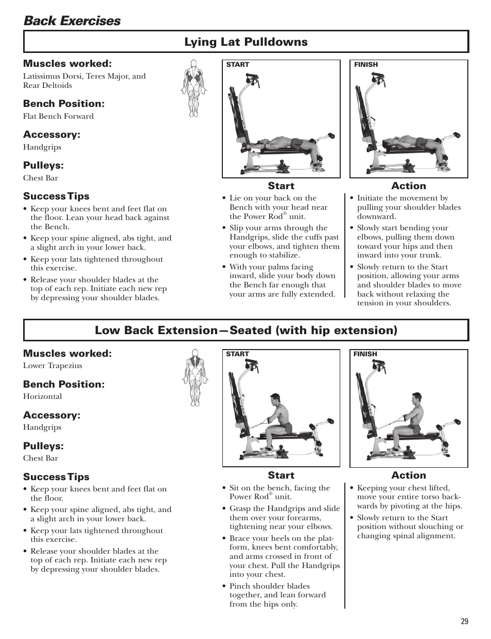 Back exercises | Bowflex Blaze Home Gym User Manual | Page 29 / 80