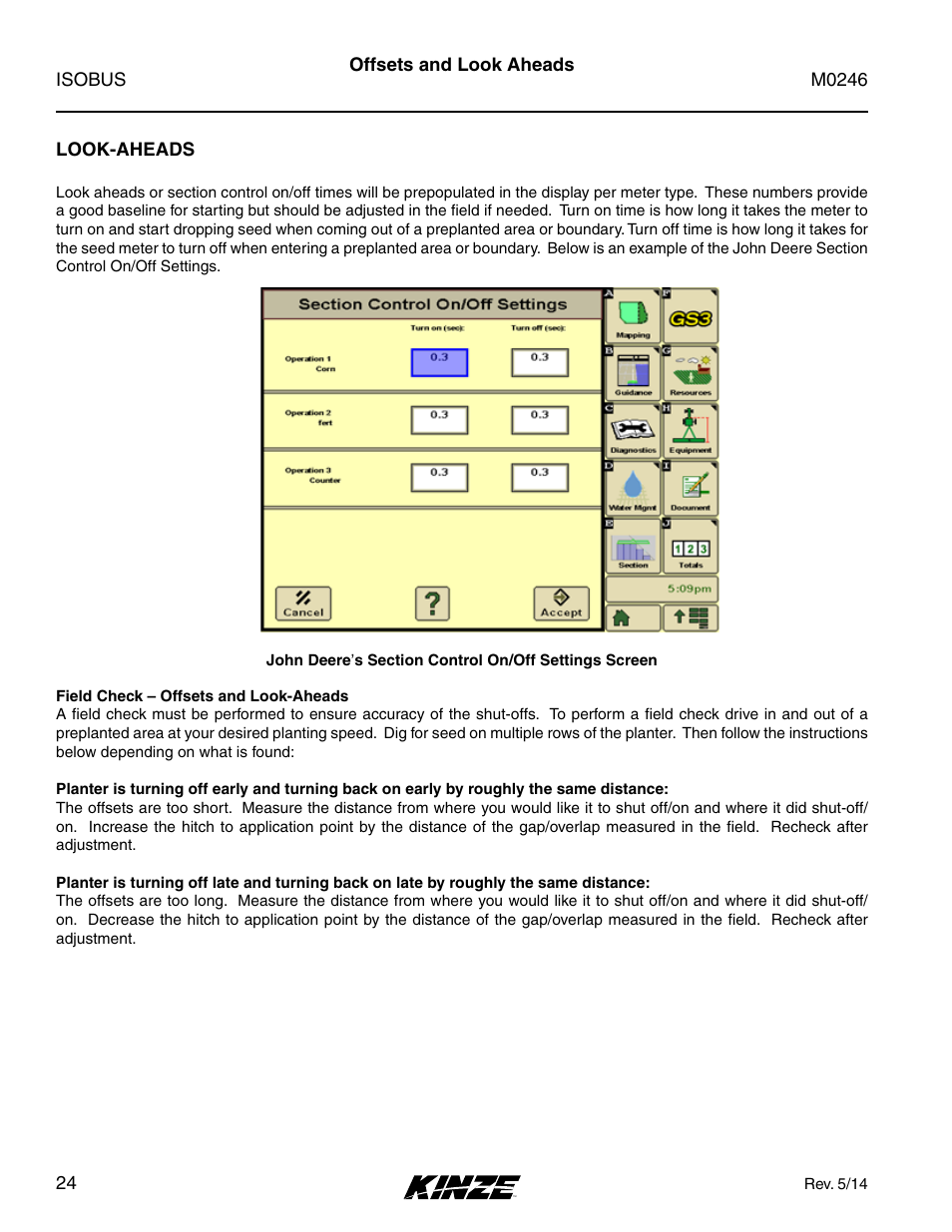 Look-aheads | Kinze ISOBUS Electronics Package (3000 Series) Rev. 5/14 User Manual | Page 30 / 46