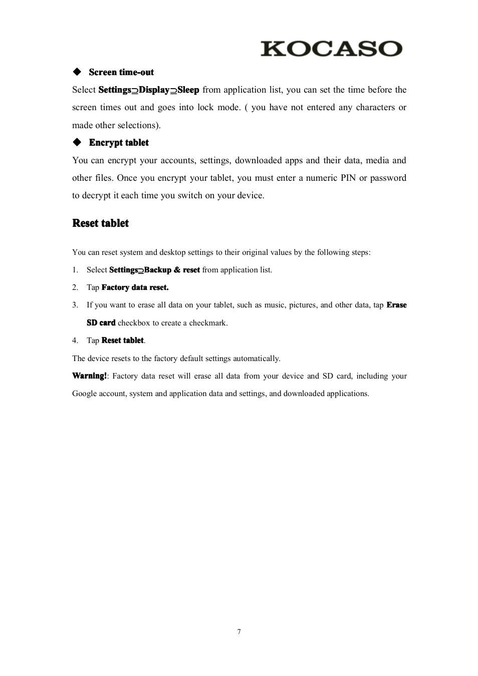 Resettablet Reset Tablet Reset Kocaso M756 User Manual Page 9 28