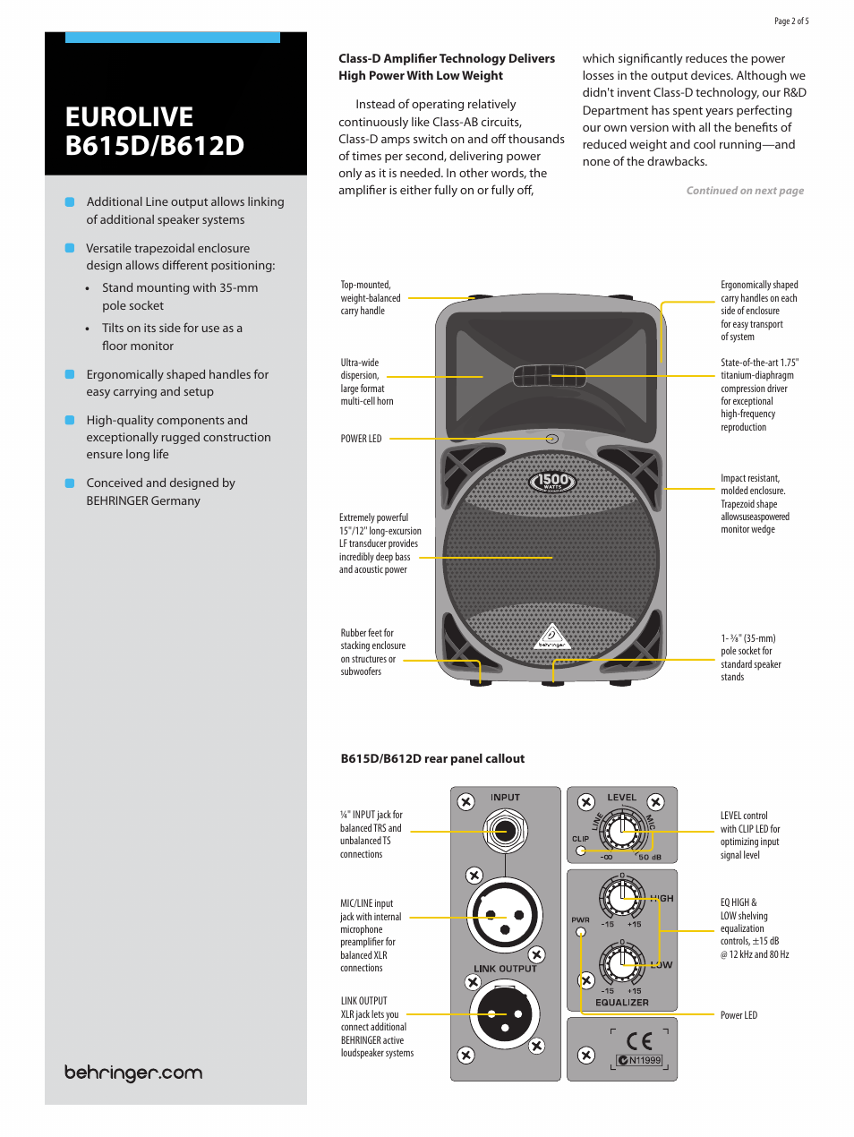 Behringer eurolive b615d схема
