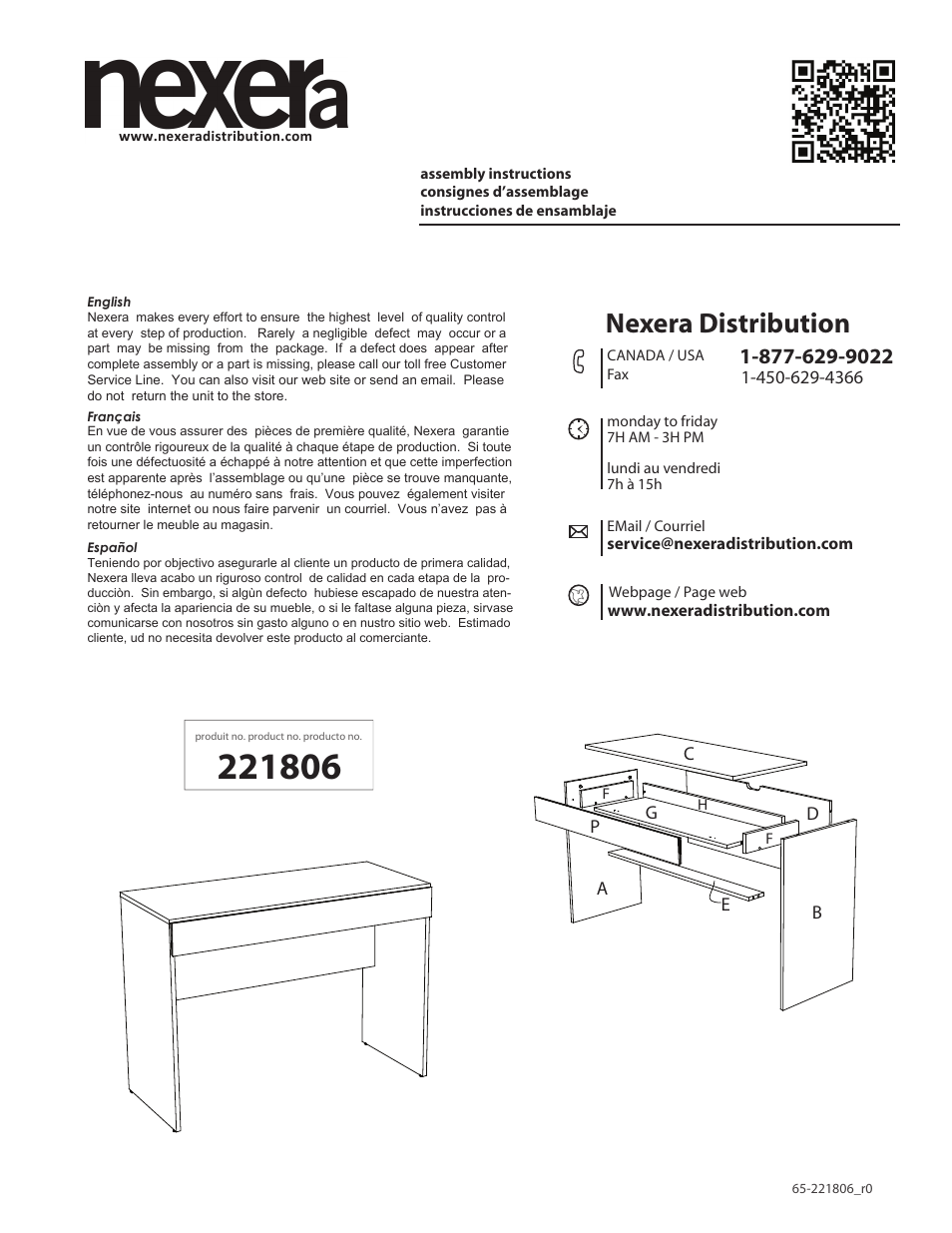 Nexera Avenue Collection - Desk (221806) User Manual | 8 pages