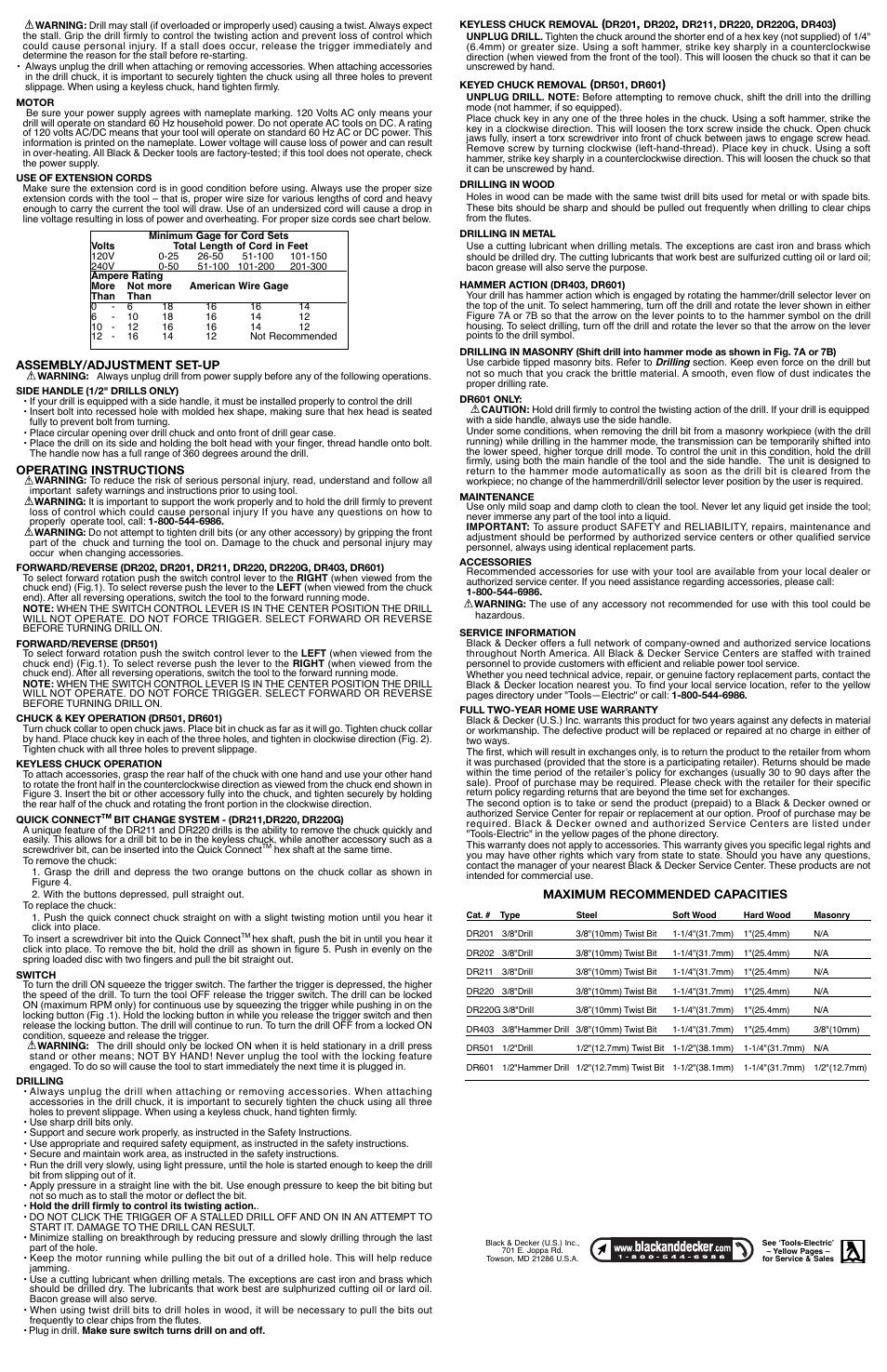 Black \u0026 Decker DR501 User Manual | Page 