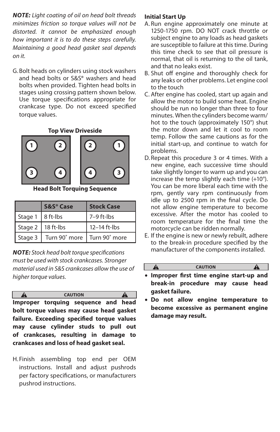 S S Cycle Non Copper Head Gaskets For Harley Davidson Evolution Twin Cam 88 Engines User Manual Page 2 2 Original Mode