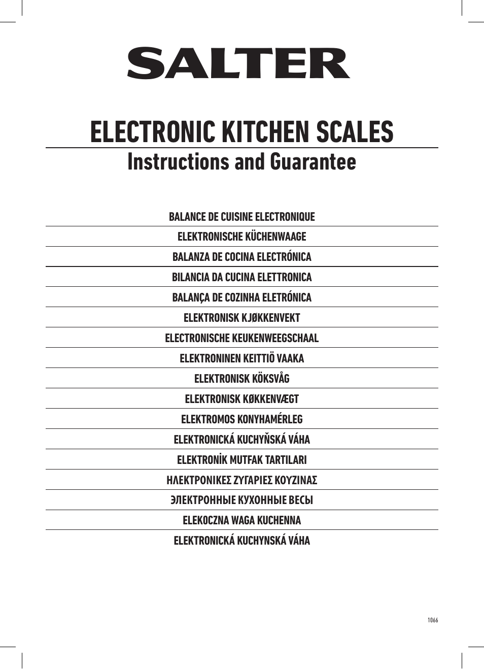 Salter 1066 BKDR08 ARC Electronic Kitchen Scale User