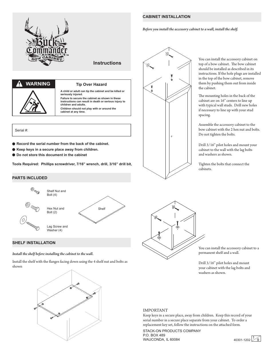 Stack On Ac 018 Accessory Cabinet User Manual 9 Pages