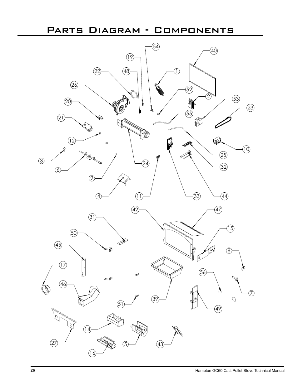 Parts diagram - components | Regency Hampton GC60 Large ... pellet stove parts diagram 