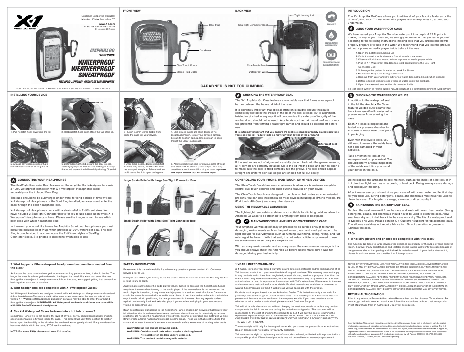 X-1 (H2O Audio) XC1-BK-X User Manual | 1 page