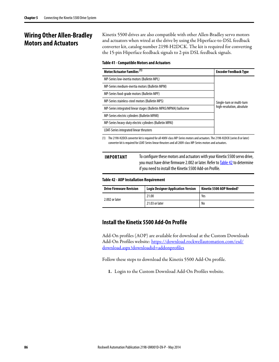 Wiring other allen-bradley motors and actuators, Install the kinetix