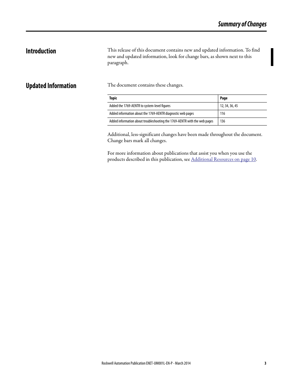 Summary of changes, Introduction, Updated information | Rockwell