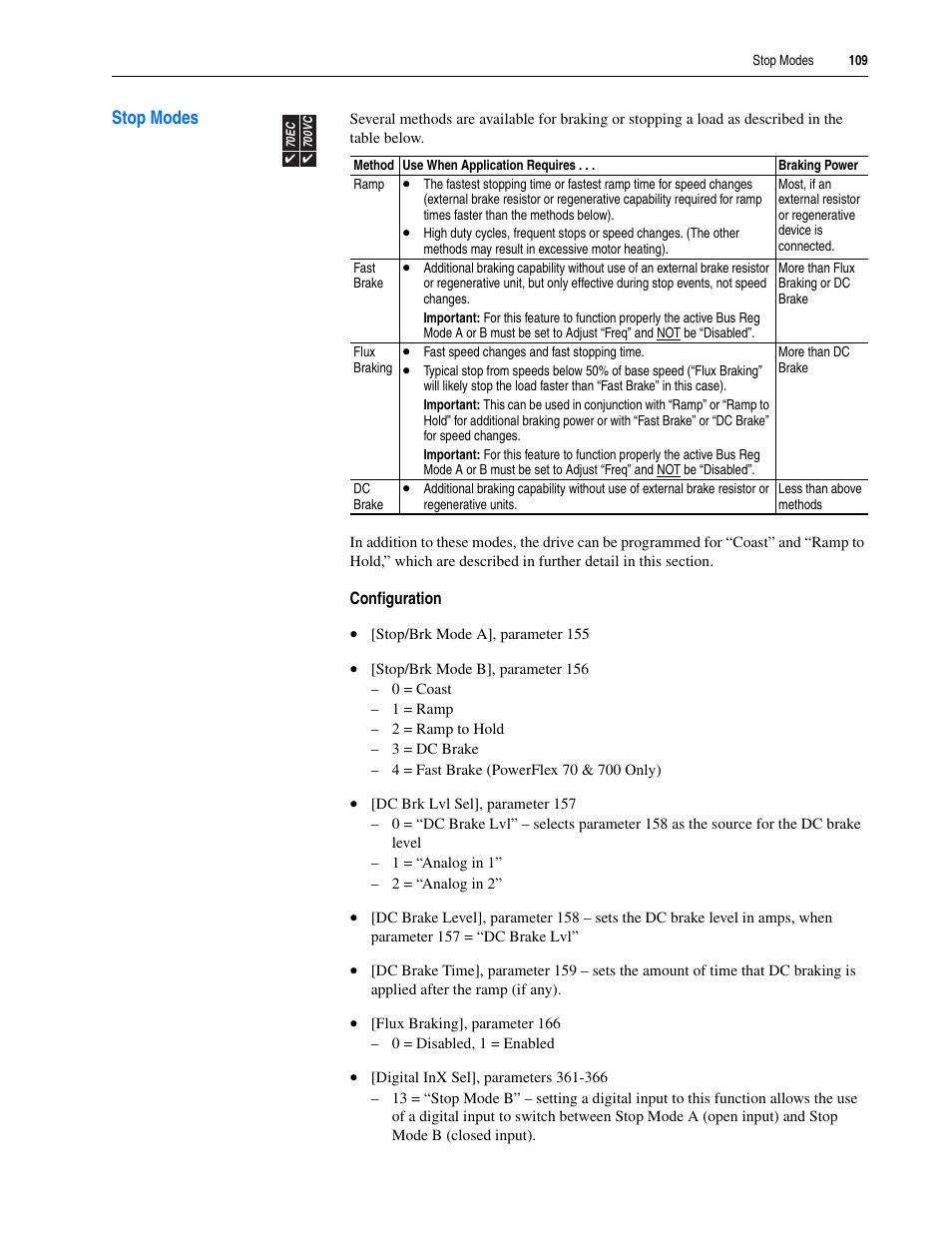 Stop Modes Also Stop Modes On Stop Modes On Rockwell Automation a Powerflex 70ec 700vc User Manual Page 113 170 Original Mode