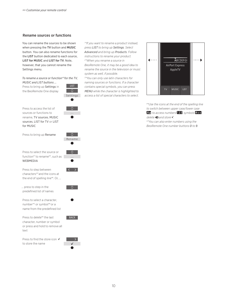 kim græsplæne Delegeret Rename sources or functions | Bang & Olufsen BeoRemote One - User Guide  User Manual | Page 10 / 24