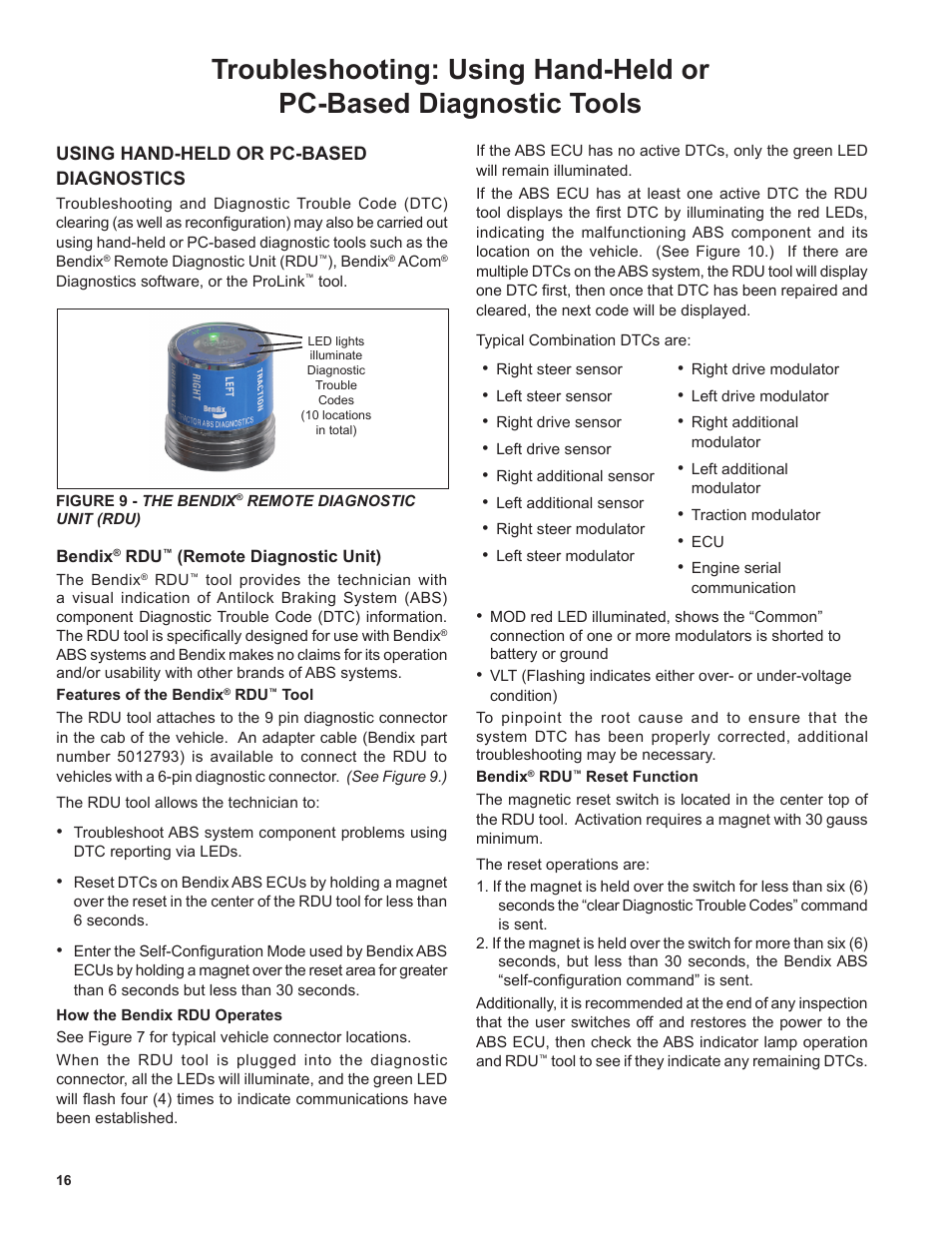 utility bendix abs light issues