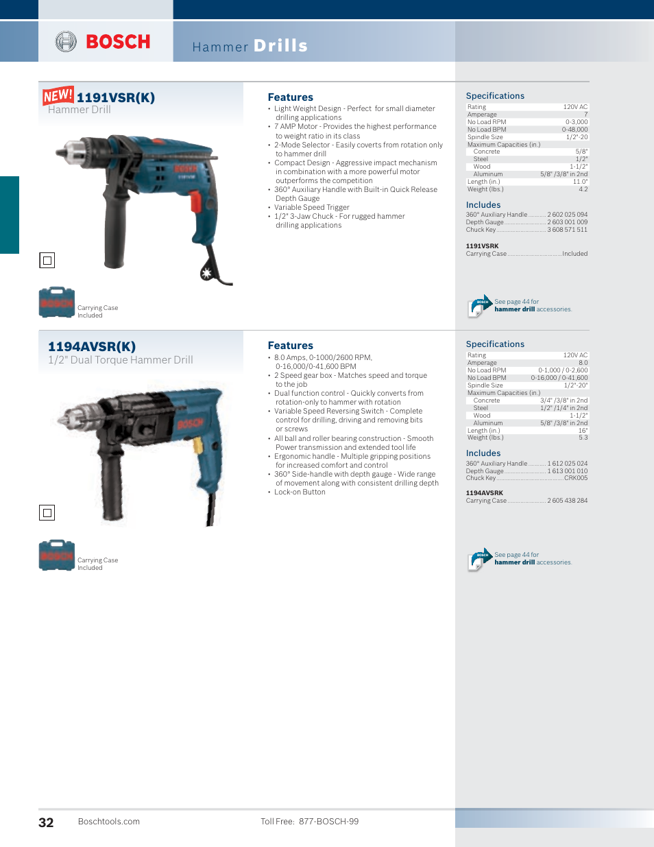 Drills 1194avsr K 1191vsr K Bosch 11255vsr User Manual