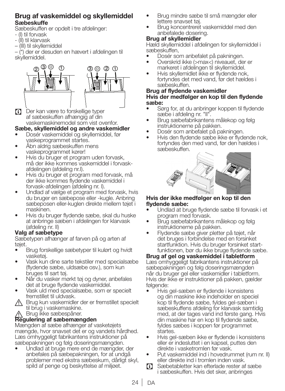 Brug af vaskemiddel og skyllemiddel | Blomberg WNF 8427 40 User Manual | Page 24 / 71