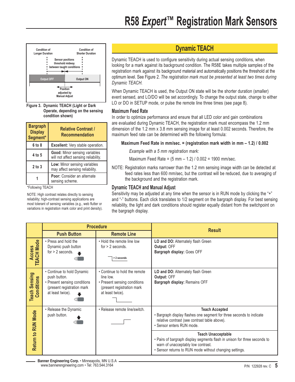 R58 Expert Registration Mark Sensors Dynamic Teach Banner R58